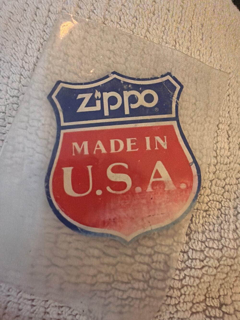 Vintage Zippo Made in USA Shield Decal Sticker Original Red White Blue 2.5"
